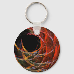 Breaking the Circle Vortex of Fire Abstract Art Keychain