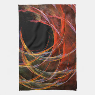 Breaking the Circle Vortex of Fire Abstract Art Kitchen Towel