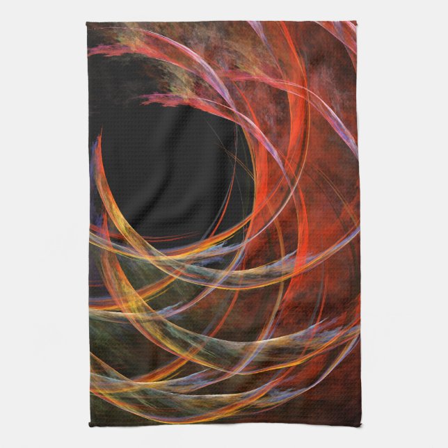 Breaking the Circle Vortex of Fire Abstract Art Kitchen Towel (Vertical)