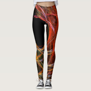 Breaking the Circle Vortex of Fire Abstract Art Leggings