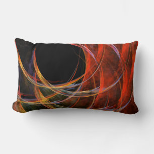 Breaking the Circle Vortex of Fire Abstract Art Lumbar Pillow