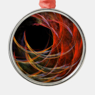 Breaking the Circle Vortex of Fire Abstract Art Metal Ornament