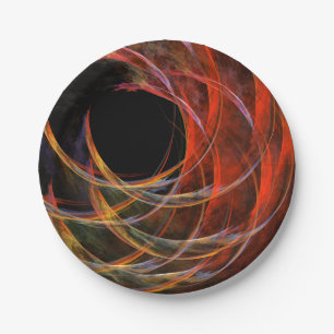 Breaking the Circle Vortex of Fire Abstract Art Paper Plates