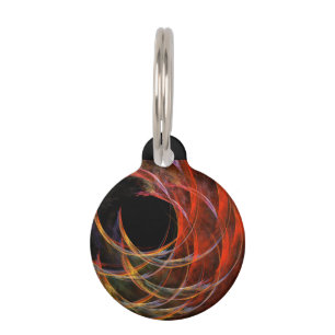 Breaking the Circle Vortex of Fire Abstract Art Pet Name Tag