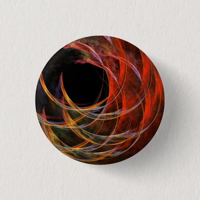 Breaking the Circle Vortex of Fire Abstract Art Pinback Button (Front)