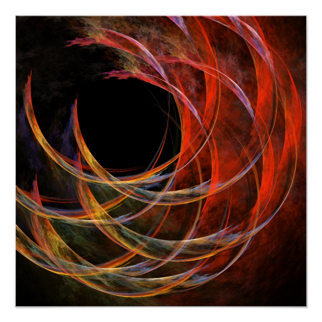 Breaking the Circle Vortex of Fire Abstract Art Poster (Front)