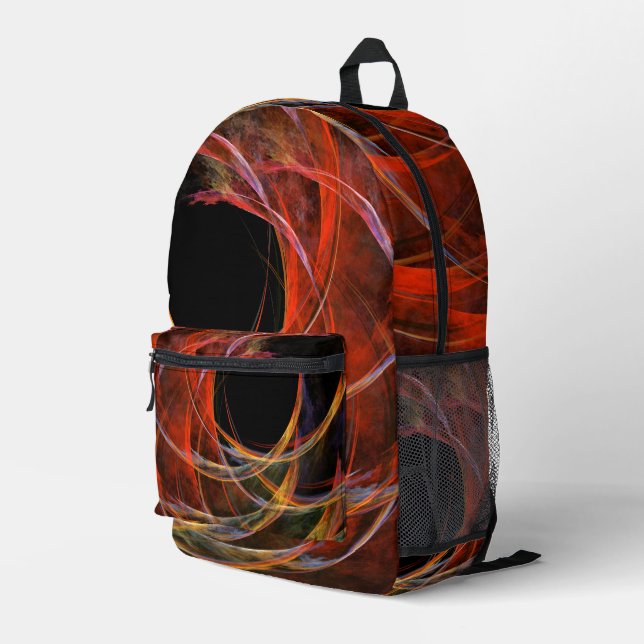 Breaking the Circle Vortex of Fire Abstract Art Printed Backpack (Back Corner Right)