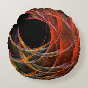 Breaking the Circle Vortex of Fire Abstract Art Round Pillow