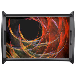 Breaking the Circle Vortex of Fire Abstract Art Serving Tray