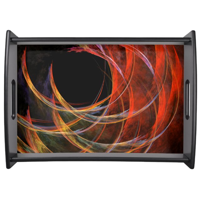 Breaking the Circle Vortex of Fire Abstract Art Serving Tray (Front)