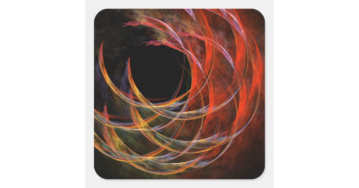 Breaking the Circle Vortex of Fire Abstract Art Square Sticker | Zazzle
