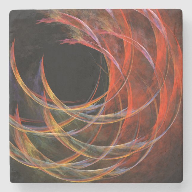 Breaking the Circle Vortex of Fire Abstract Art Stone Coaster (Front)