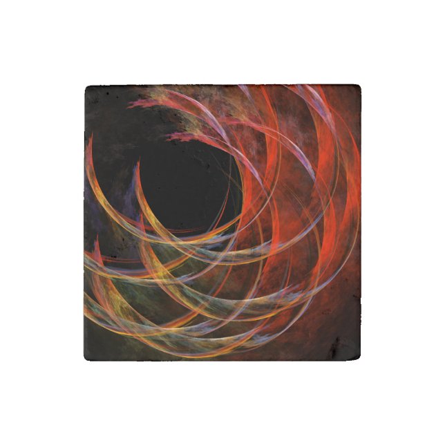 Breaking the Circle Vortex of Fire Abstract Art Stone Magnet (Front)