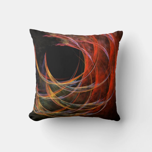 Breaking the Circle Vortex of Fire Abstract Art Throw Pillow (Front)
