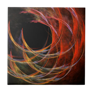 Breaking the Circle Vortex of Fire Abstract Art Tile