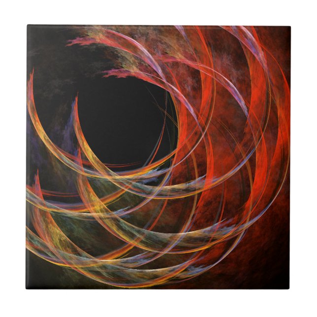 Breaking the Circle Vortex of Fire Abstract Art Tile (Front)