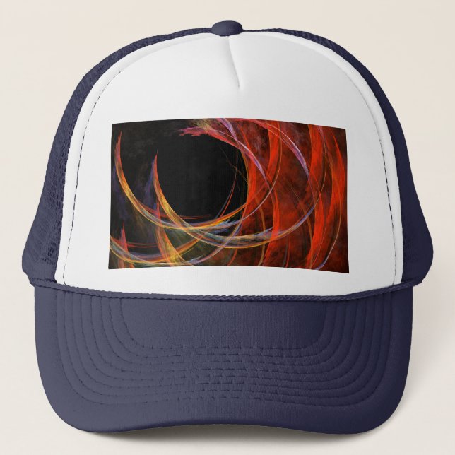 Breaking the Circle Vortex of Fire Abstract Art Trucker Hat (Front)