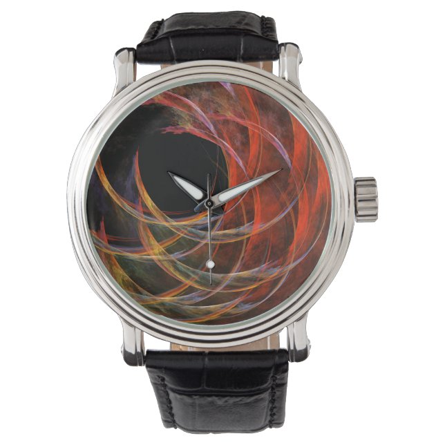 Breaking the Circle Vortex of Fire Abstract Art Watch (Front)