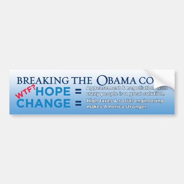 Breaking The Obama Code Bumper Sticker (Front)