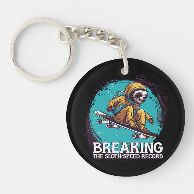 breaking the sloth speed record keychain (Front)