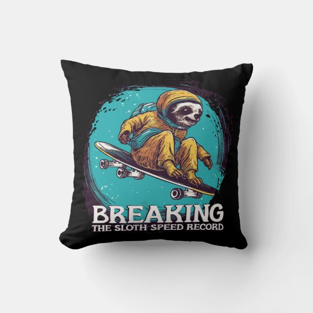 Breaking the Sloth Speed Record Throw Pillow (Front)