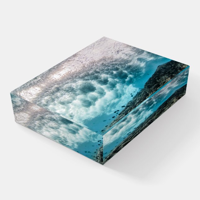 Breaking wave 001 砕け散る波 paperweight (Angled)