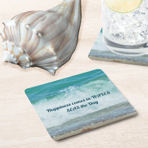 Breaking Wave SEAS the Day Square Paper Coaster