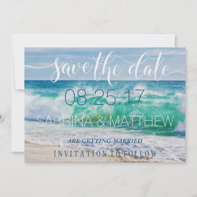 Breaking Waves Destination Beach Save the Date Invitation (Front)