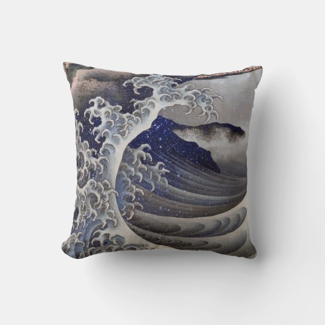 Breaking Waves, Hokusai Throw Pillow (Front)
