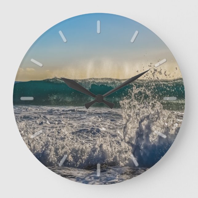 Breaking Waves Ocean Surf Scenic Large Clock (Front)