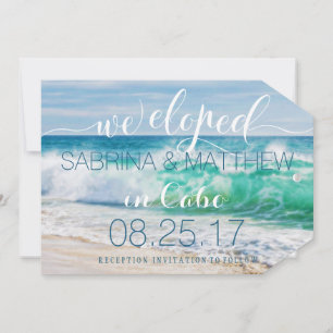 Breaking Waves Tropical We Eloped Wedding Announcement