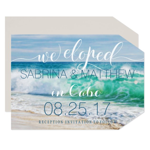 Breaking Waves Tropical We Eloped Wedding Invitation