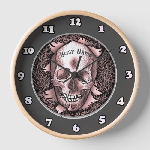 Breakout Red Skull custom name clock