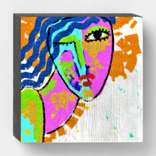Breakthrough Abstract Digital Portrait of a Woman Wooden Box Sign