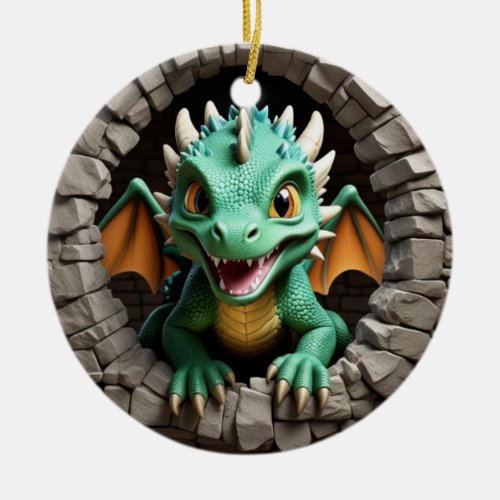 Breakthrough Art Design Baby Dragon Round Ornament