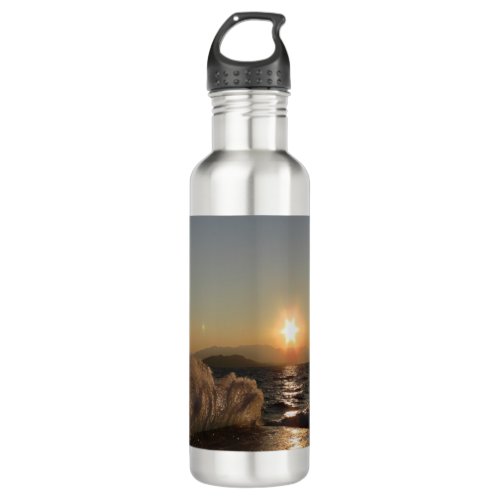 Breakwater in Croatia beautiful sunset         Stainless Steel Water Bottle