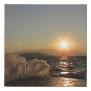 Breakwater Sunset in Croatia – Adriatic Bura Waves Faux Canvas Print
