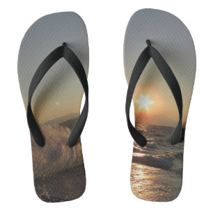 Breakwater Sunset in Croatia – Adriatic Bura Waves Flip Flops
