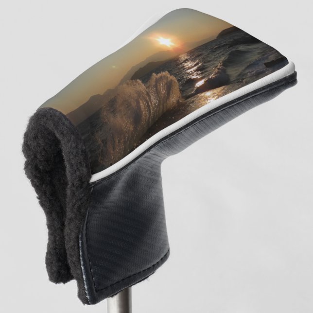 Breakwater Sunset in Croatia – Adriatic Bura Waves Golf Head Cover (3/4 Front)