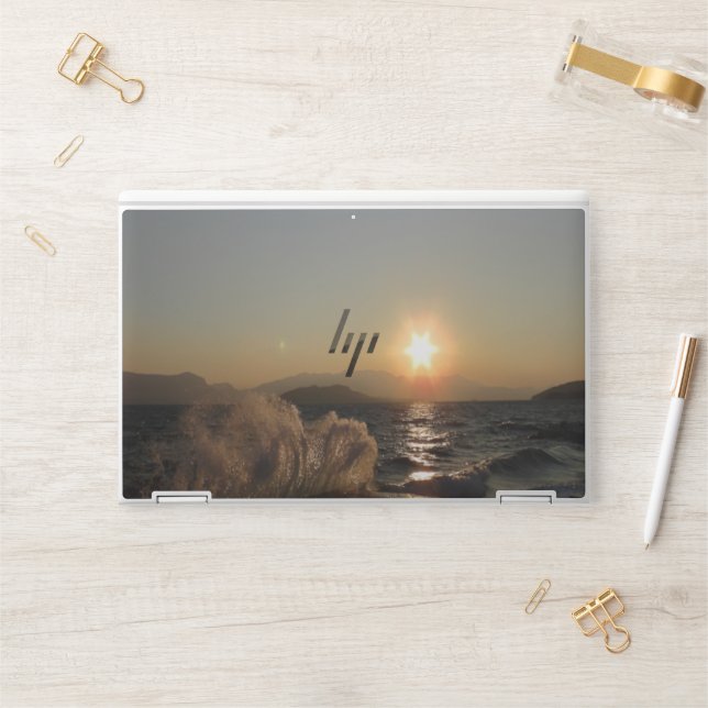 Breakwater Sunset in Croatia – Adriatic Bura Waves HP Laptop Skin (Desk)