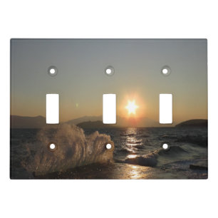 Breakwater Sunset in Croatia – Adriatic Bura Waves Light Switch Cover
