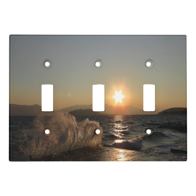 Breakwater Sunset in Croatia – Adriatic Bura Waves Light Switch Cover (Front)