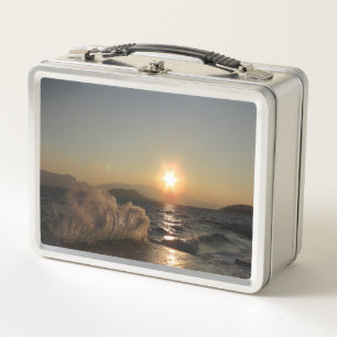 Breakwater Sunset in Croatia – Adriatic Bura Waves Metal Lunch Box