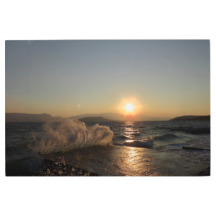 Breakwater Sunset in Croatia – Adriatic Bura Waves Metal Print