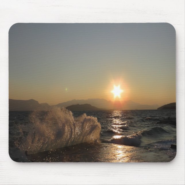 Breakwater Sunset in Croatia – Adriatic Bura Waves Mouse Pad (Front)