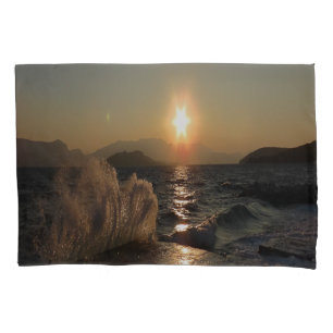 Breakwater Sunset in Croatia – Adriatic Bura Waves Pillow Case
