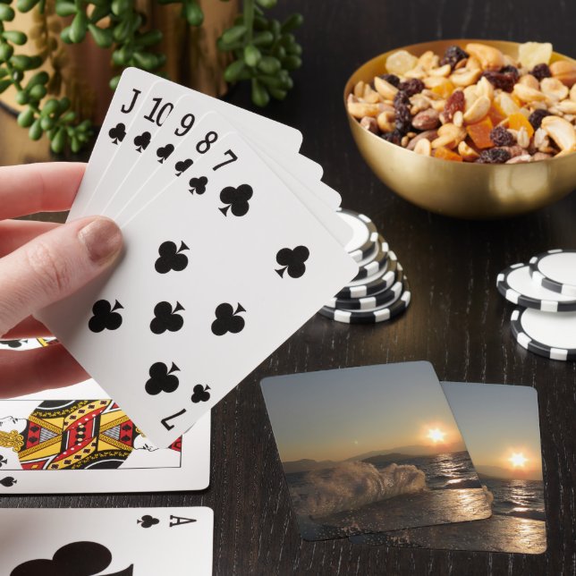 Breakwater Sunset in Croatia – Adriatic Bura Waves Poker Cards (In Situ)