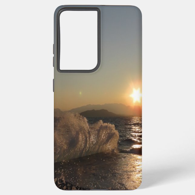 Breakwater Sunset in Croatia – Adriatic Bura Waves Samsung Galaxy Case (Back)