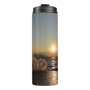 Breakwater Sunset in Croatia – Adriatic Bura Waves Thermal Tumbler