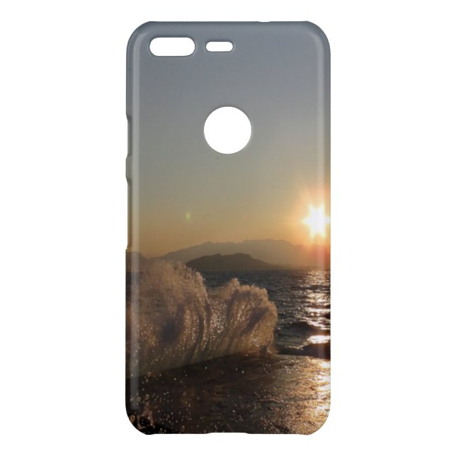 Breakwater Sunset in Croatia – Adriatic Bura Waves Uncommon Google Pixel Case (Back)
